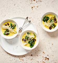 Epinards, fenouil et olives vapeur (Christophe Aribert)