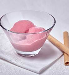 Gelado de framboesas e coco