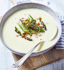 Vichyssoise mit karamellisiertem Spargel