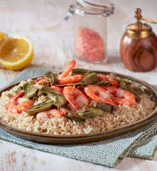 Riso basmati integrale con carciofi e mazzancolle