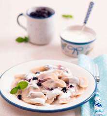 Pierogi con queso y blueberry's