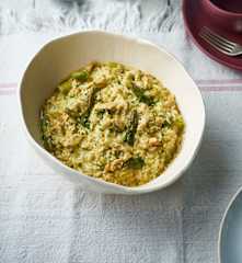 Risoto de peru e espargos