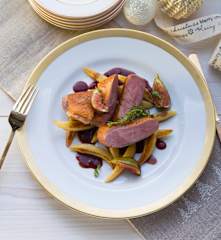 Rotwein-Ente mit Feigen