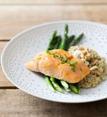 Salmon Fillets with Buckwheat and Asparagus