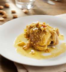 Chicken with egg and almond sauce