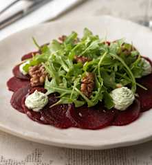 Beetroot Carpaccio with Goat's Cheese and Rocket