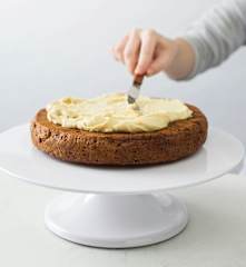 Vegan carrot cake with orange frosting