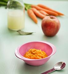 Puré de zanahoria y manzana con pollo