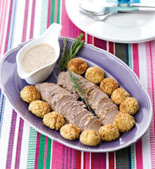 Schweinslungenbraten in Senfmarinade mit Petersil-Erdäpfeln