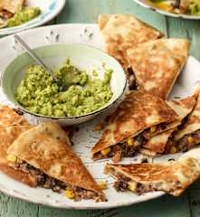 Black Bean Quesadillas with Guacamole