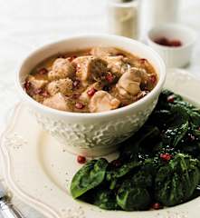 Frango com vinho e molho de romã