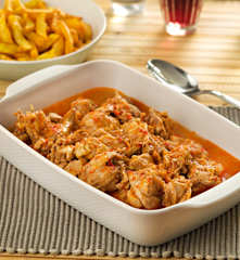 Pollo con pimientos a la cerveza