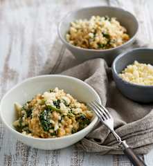 Risoto de alheira com grelos e castanhas