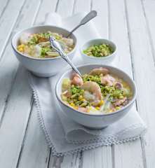 Seafood and corn chowder