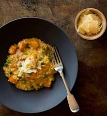 Pumpkin risotto with bacon