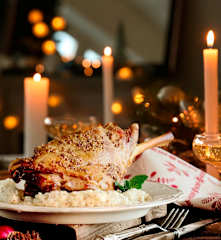 Pierna de cordero a la mostaza y menta