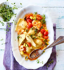 Frische Ravioli mit Fischfüllung