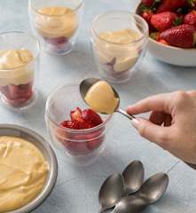 Pimm's sabayon with strawberries
