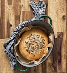 Everyday loaf baked in a cast iron pot