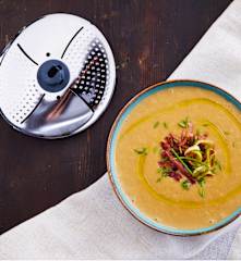 Vellutata di porri e patate con speck croccante (TM6)