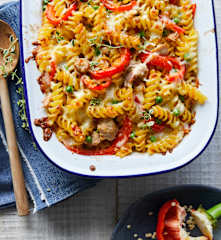 Pâtes gratinées au thon et au poivron