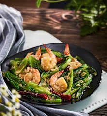 Stir Fried Romaine Lettuce with Prawns