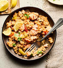 Saumon et riz aux champignons