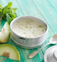 Mousse de meloa e hortelã