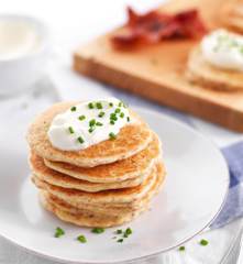 Pancakes al bacon e porri