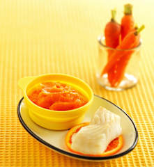 香橙胡萝卜土豆泥配清蒸鳕鱼(13~18个月辅食)