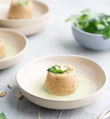 Flan au topinambour, sauce au gruyère