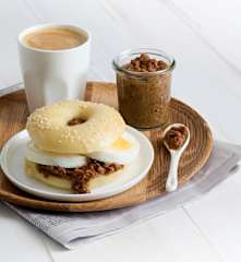 Bagels with Bacon Jam and Egg