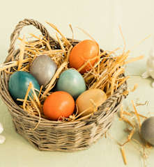 Bunte Ostereier - gelb, blau