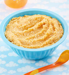 Papilla de garbanzo, arroz integral y zanahoria