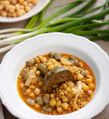 Trigo tierno guisado con verduras