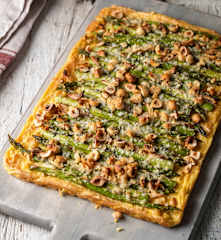 Asparagus and Hazelnut Tart with Polenta Crust