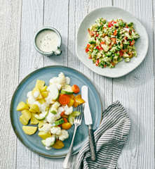 Warzywa z serowym sosem; Surówka brokułowa