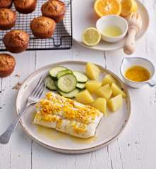 Cod with Citrus Butter; Warm Chocolate Chip Muffins