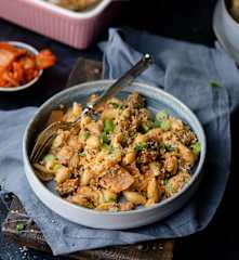 Pipe rigate au kimchi et au fromage
