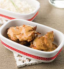 Frango satay com arroz jasmin