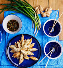 Gyozas de porco com molho de soja