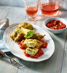 Fischfilet im Basilikumteig