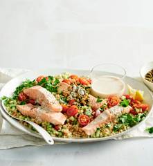 Middle Eastern salmon with tahini yoghurt