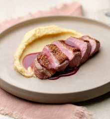 Duck Breast with Parsnip Purée and Red Wine Reduction