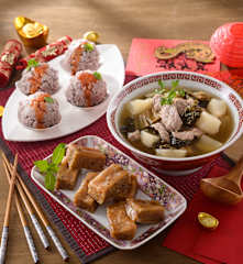 福菜肉片湯、芋絲肉丸&桂圓年糕