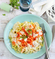 Fettucines aux carottes et crème au brie
