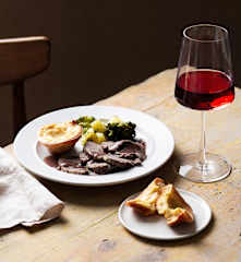 Beef and Vegetables with Parmesan Yorkshire Puddings