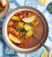 Bouilli de crevettes et de pommes de terre