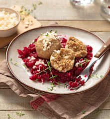 Bohnenknöderl mit Rote-Rüben-Gemüse