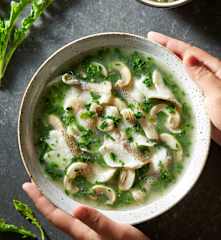 荠菜蘑菇烩鱼片